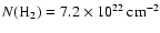 $N\rm (H_2) = 7.2\times 10^{22}~{\rm cm}^{-2}$