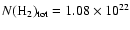 $N\rm (H_2)_{tot}=1.08\times 10^{22}$