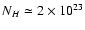 $N_H \simeq 2 \times 10^{23}$