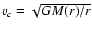 $v_{c}=\sqrt{GM(r)/r}$