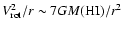 $V_{\rm rot}^2/r \sim 7 G M({\rm HI})/r^2$