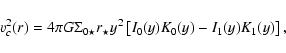 \begin{displaymath}v_{c}^2(r) = 4 \pi G \Sigma_{0\star} r_\star y^2 \left[ I_0(y)K_0(y)- I_1(y)K_1(y) \right],\end{displaymath}
