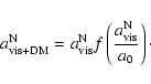 \begin{displaymath}a_{\rm vis+DM}^{\rm N} =a_{\rm vis}^{\rm N} f\left({{a_{\rm vis}^{\rm N}}\over{a_0}}\right)\cdot\end{displaymath}