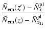 $\displaystyle \frac{\tilde{N}_{\rm em}(z')-\tilde{N}^{\rm pl}_x}{\tilde{N}_{\rm em}(z)-\tilde{N}^{\rm pl}_{x_{21}}}$