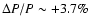 $\Delta P/P\sim +3.7\%$