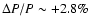 $\Delta P/P\sim +2.8\%$