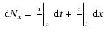 $\displaystyle {~\rm d}N_{x}=\left.\frac{\displaystyle\partialN_{x}}{\displaysty...
...ac{\displaystyle\partialN_{x}}{\displaystyle\partialx}\right\vert _{t}{~\rm d}x$