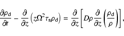 \begin{displaymath}\frac{\partial \rho_{\rm d}}{\partial t}-\frac{\partial}{\par...
...\partial z} \left( \frac{\rho_{\rm d}}{\rho} \right)
\right],
\end{displaymath}