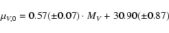 \begin{displaymath}
\mu_{V,0} = 0.57(\pm0.07) \cdot M_V + 30.90(\pm0.87)
\end{displaymath}