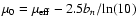 $\mu_0=\mu_{{\rm eff}} - 2.5b_n/\!\ln(10)$