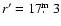 $r^{\prime} = 17\hbox{$.\!\!^{\rm m}$ }3 $