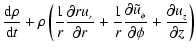 $\displaystyle \frac{{\rm d}\rho}{{\rm d}t} + \rho \left(\frac{1}{r}\frac{\parti...
...al \tilde
u_{_\phi}}{\partial \phi}
+ \frac{\partial u_{_z}}{\partial z}\right)$