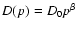 $D(p)=D_0 p^\beta$
