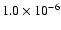 $1.0\times 10^{-6}$