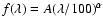 $f(\lambda) = A(\lambda/100)^\alpha$