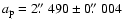$a_{\rm p} = 2\hbox{$.\!\!^{\prime\prime}$ }490 \pm 0\hbox{$.\!\!^{\prime\prime}$ }004$