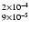 $^{2 \times 10^{-4}}_{9 \times 10^{-5}}$