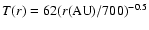 $T(r) = 62 (r({\rm AU})/700)^{-0.5}$