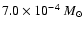 $7.0\times 10^{-4}~M_\odot$