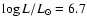 $\log L/\ensuremath{{L}_\odot} = 6.7$