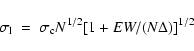\begin{displaymath}\sigma_{\rm l}~=~\sigma_{\rm c}N^{1/2}[1 + EW/(N\Delta)]^{1/2}
\end{displaymath}