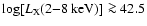 $\log [L_{\rm X}(2{-}8~{\rm keV})] \ga 42.5 $