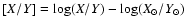 $[X/Y]=\log(X/Y)- \log(X_{\odot}/Y_{\odot})$