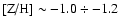 $\mbox{[Z/H]}\sim -1.0 \div -1.2$