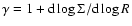 $\gamma = 1+{\rm d}\log\Sigma / {\rm d}\log R$