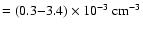 $=(0.3{-}3.4) \times 10^{-3}~{\rm cm}^{-3}$