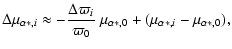 $\displaystyle \Delta\mu_{\alpha*,i} \approx -\frac{\Delta\varpi_i}{\varpi_0}~\mu_{\alpha*,0} + (\mu_{\alpha *,i} - \mu_{\alpha *,0}),$