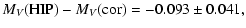 $\displaystyle M_V({\rm HIP}) - M_V({\rm cor}) = -0.093\pm0.041,$