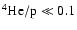 $^{4}{\rm He/p}\ll 0.1$