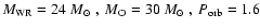 ${M_{\rm WR}}= 24~\mbox{${M}_{\odot}$ },~{M_{\rm O}}=30~\mbox{${M}_{\odot}$ },~P_{\rm orb} = 1.6$