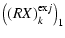 $\displaystyle \left((RX)^{{\rm ex}j}_k\right)_1$