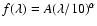 $f(\lambda) = A(\lambda/10)^\alpha$