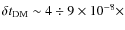 $\delta t_{\rm DM}\sim 4\div 9\times
10^{-8}\times$