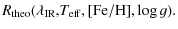 $\displaystyle R_{\rm theo}(\lambda_{\rm IR}{\rm ,}T_{\rm eff}{\rm ,[Fe/H]}, \log g).$