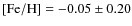 ${\rm [Fe/H]} = -0.05\pm0.20$