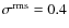 $\sigma^{\rm rms}=0.4$