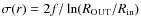 $\sigma(r)=2f/\ln(R_{\rm OUT}/R_{\rm in})$