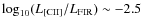 $\log_{10}(L_{\rm [CII]}/L_{\rm
FIR})\sim-2.5$