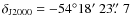$\delta_{{\rm J}2000}= -54^\circ 18\hbox{$^\prime$ }23\hbox{$.\!\!^{\prime\prime}$ }7$