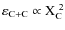 $\rm\varepsilon_{\rm C+C} \propto X_{\rm C}^{~2}$