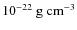 $10^{-22}~{\rm g}~{\rm cm}^{-3}$