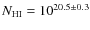 $N_{\rm
HI} = 10^{20.5 \pm 0.3}$