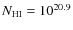 $N_{\rm HI} = 10^{20.9}$