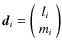 $\vec{d}_{i}=\left(\begin{array}{c} l_{i}\\
m_{i}\end{array}\right)$