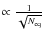 $\propto\frac{1}{\sqrt{N_{\rm eq}}}$