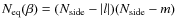 $N_{\rm eq}(\beta)=(N_{{\rm side}}-\vert l\vert)(N_{{\rm side}}-m)$